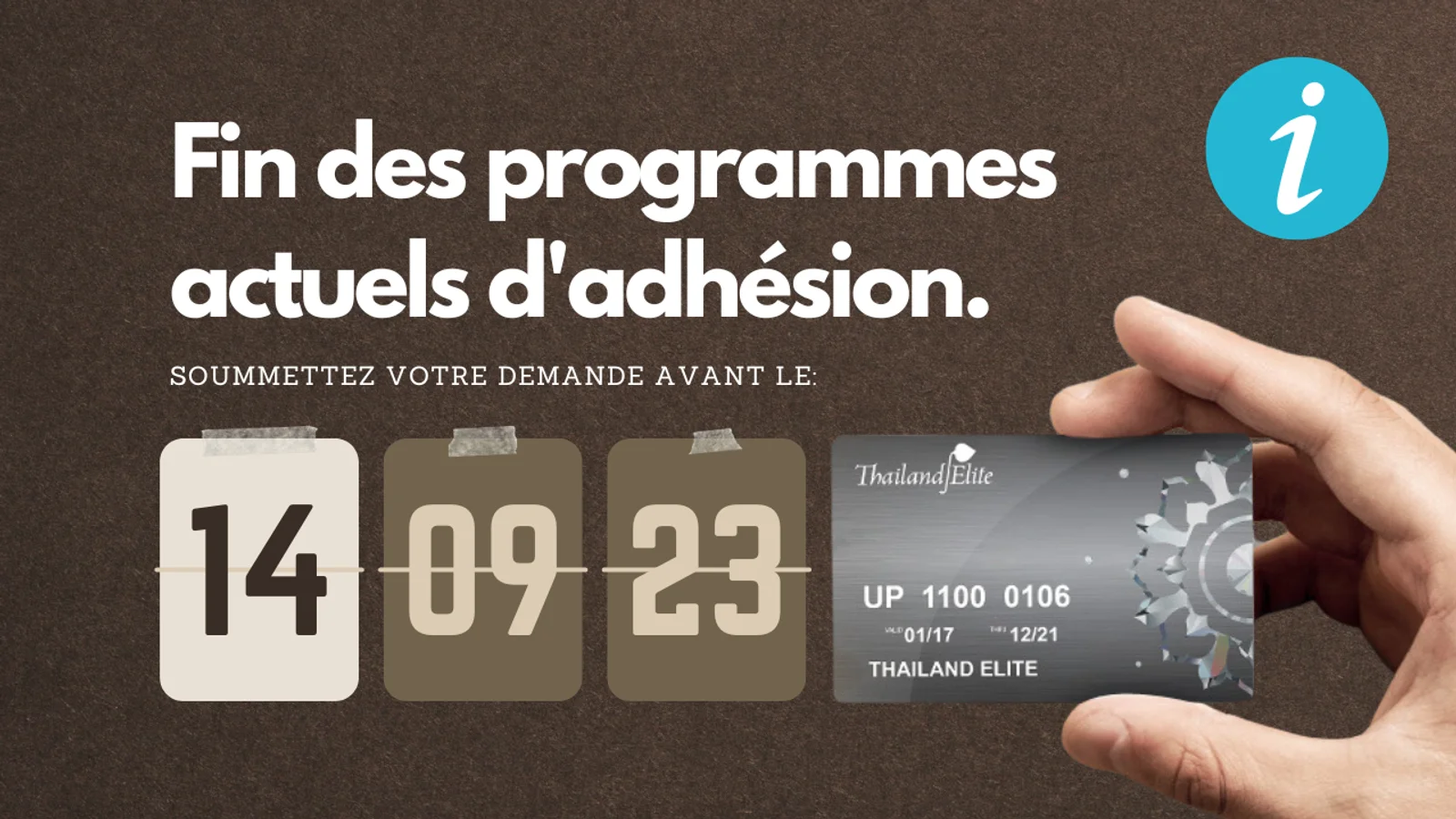 Arrêt des programmes actuels d’adhésion au 15 septembre 2023